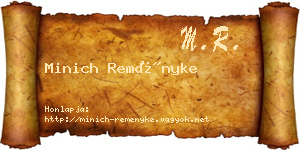 Minich Reményke névjegykártya